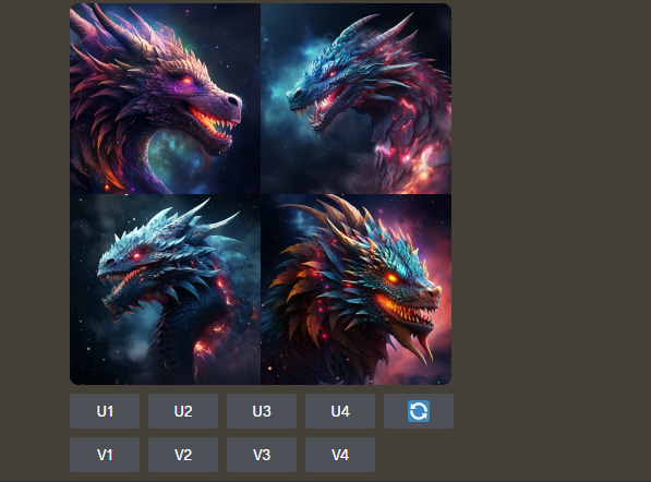 An basic image generation of space dragons on Midjourney.