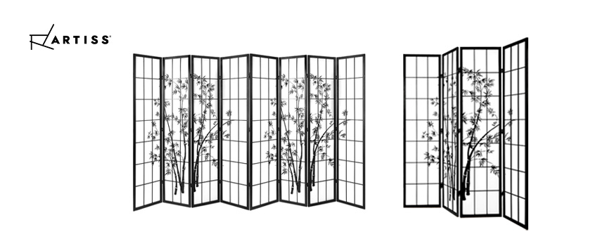 Two Artiss Asia-inspired fabric room dividers. 