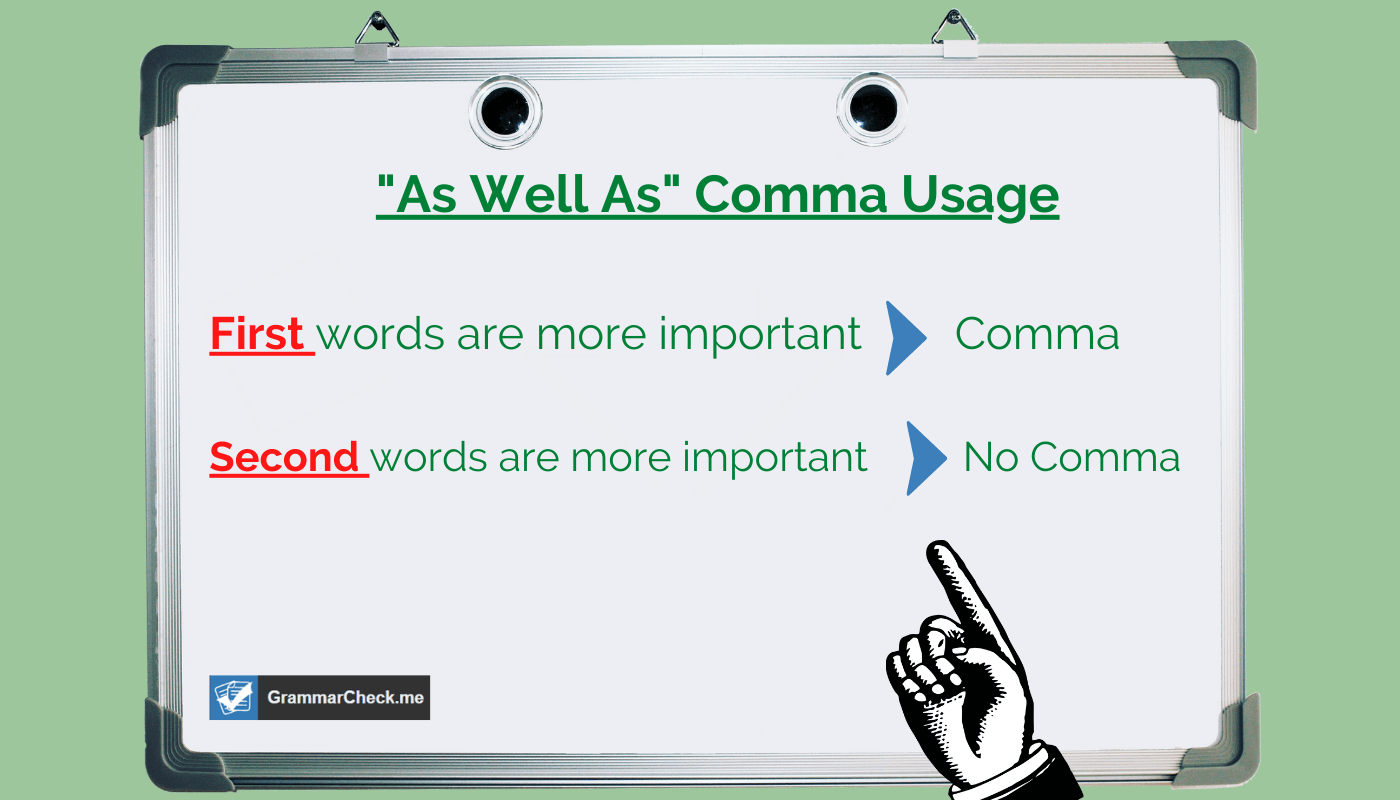 Whiteboard explaining as well as comma