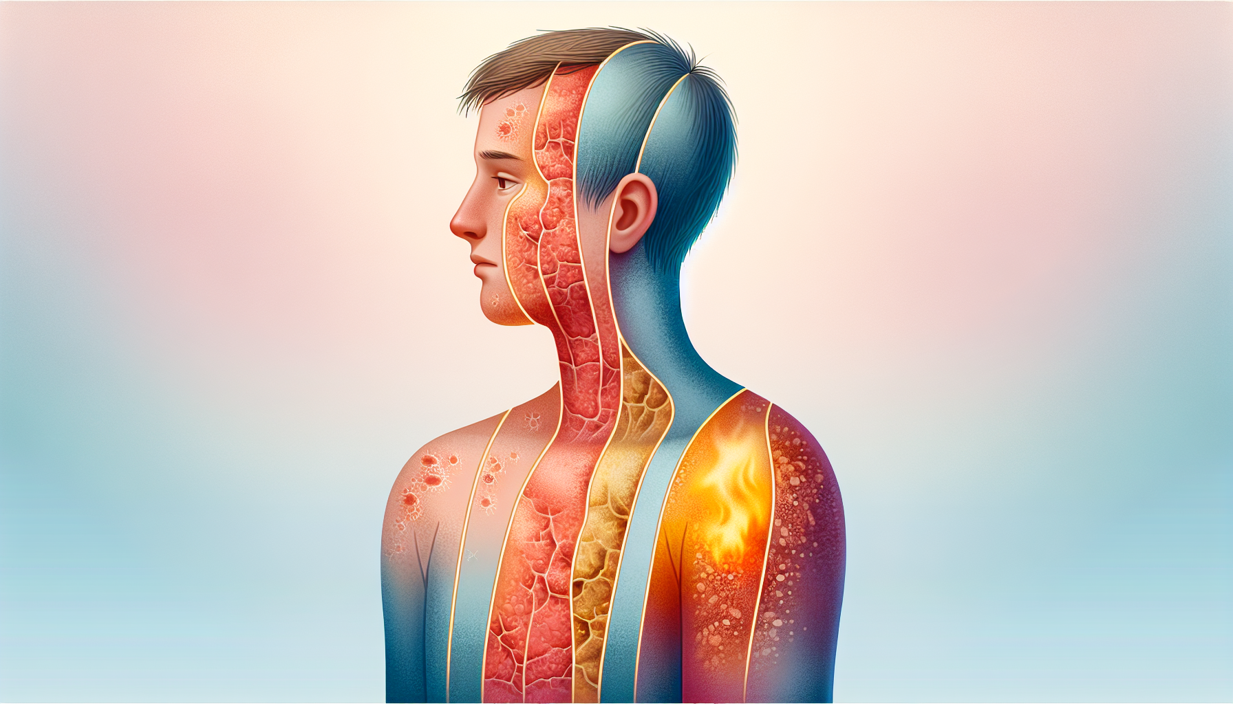 Illustration of severe burn injuries