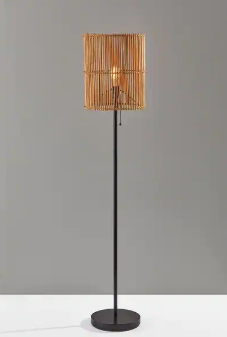 tall floor lamp with rattan shade