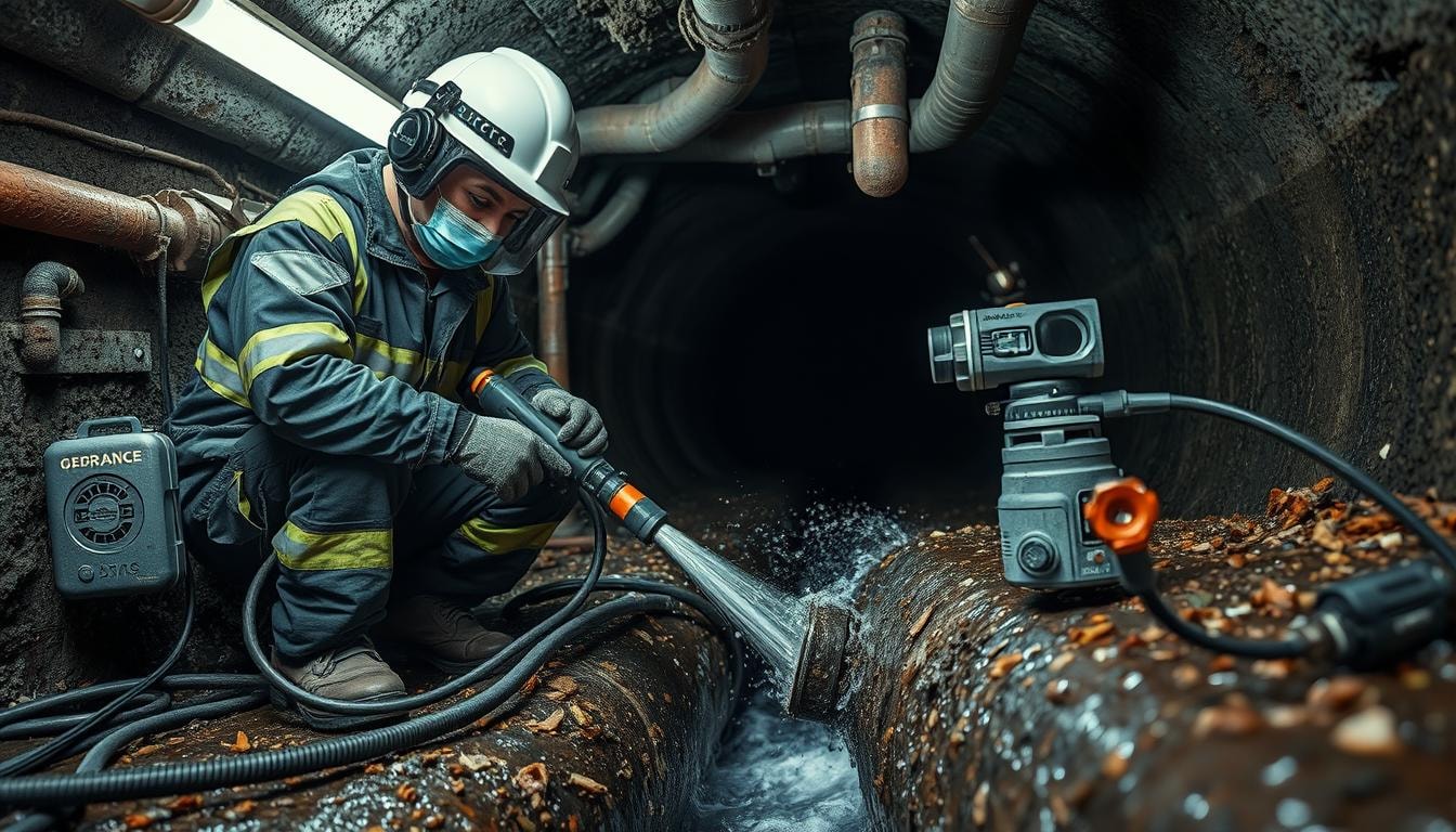 Professional sewer line cleaning