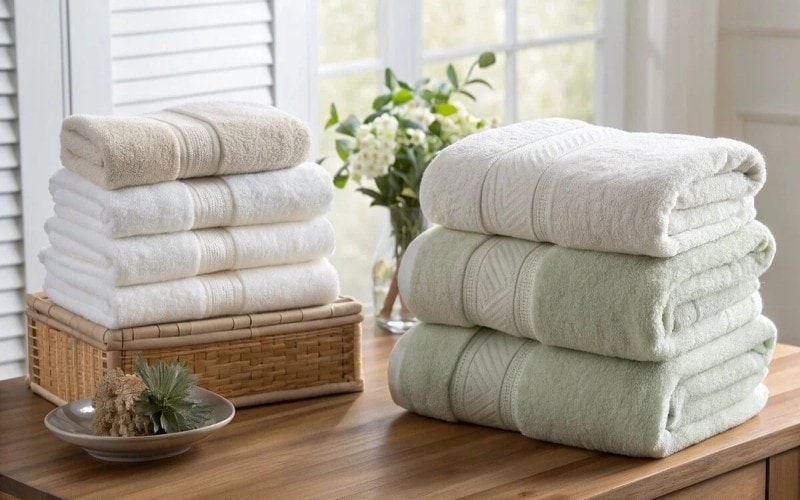 Bamboo towels and cotton towels