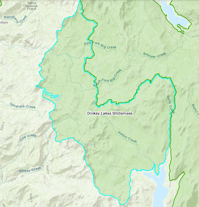 Map of Dinky Lake Wilderness
