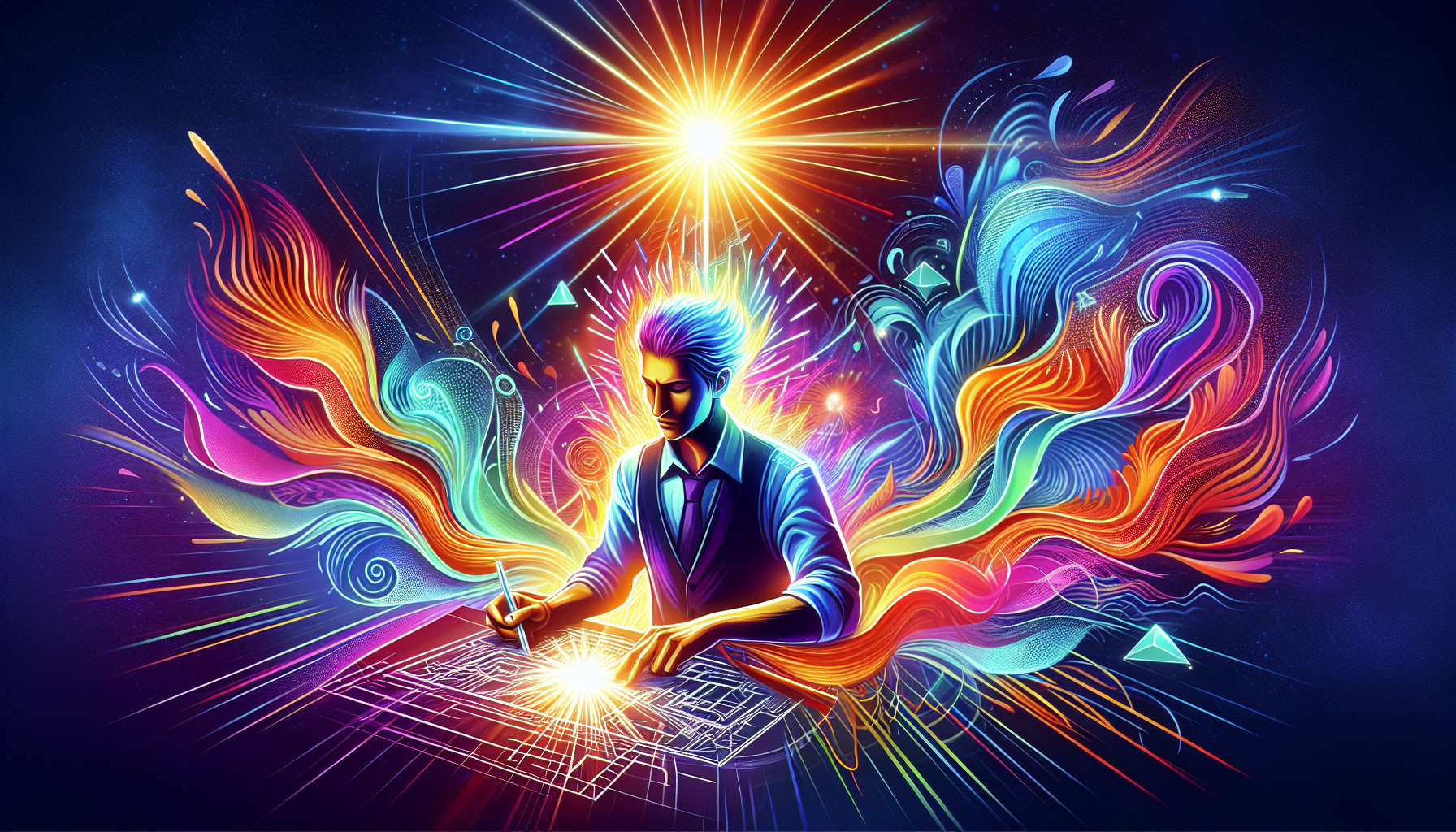 Vibrant illustration portraying the role of energy and passion in career success