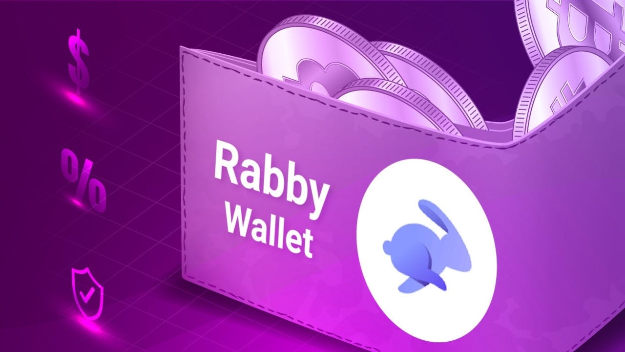 Illustration of Rabby wallet with coins. 