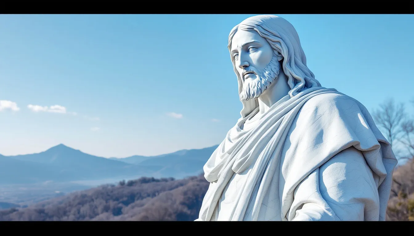 The majestic white statue of Christ overlooking Eureka Springs and the Ozarks.