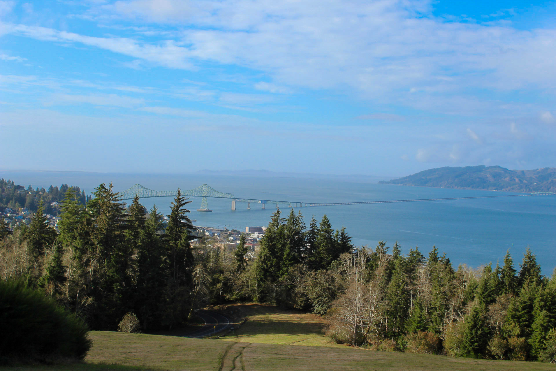 View of Columbia River and Astoria-Megler Bridge, one of the 33 best things to do in Astoria, Oregon.