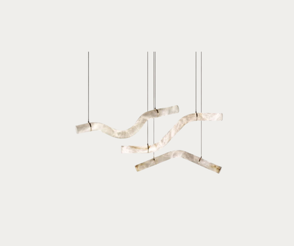 this Alabaster Infinity lamp almost looks like illuminated handrails above furniture; we could see it either as home decor or in the Paradise Pier Hotel