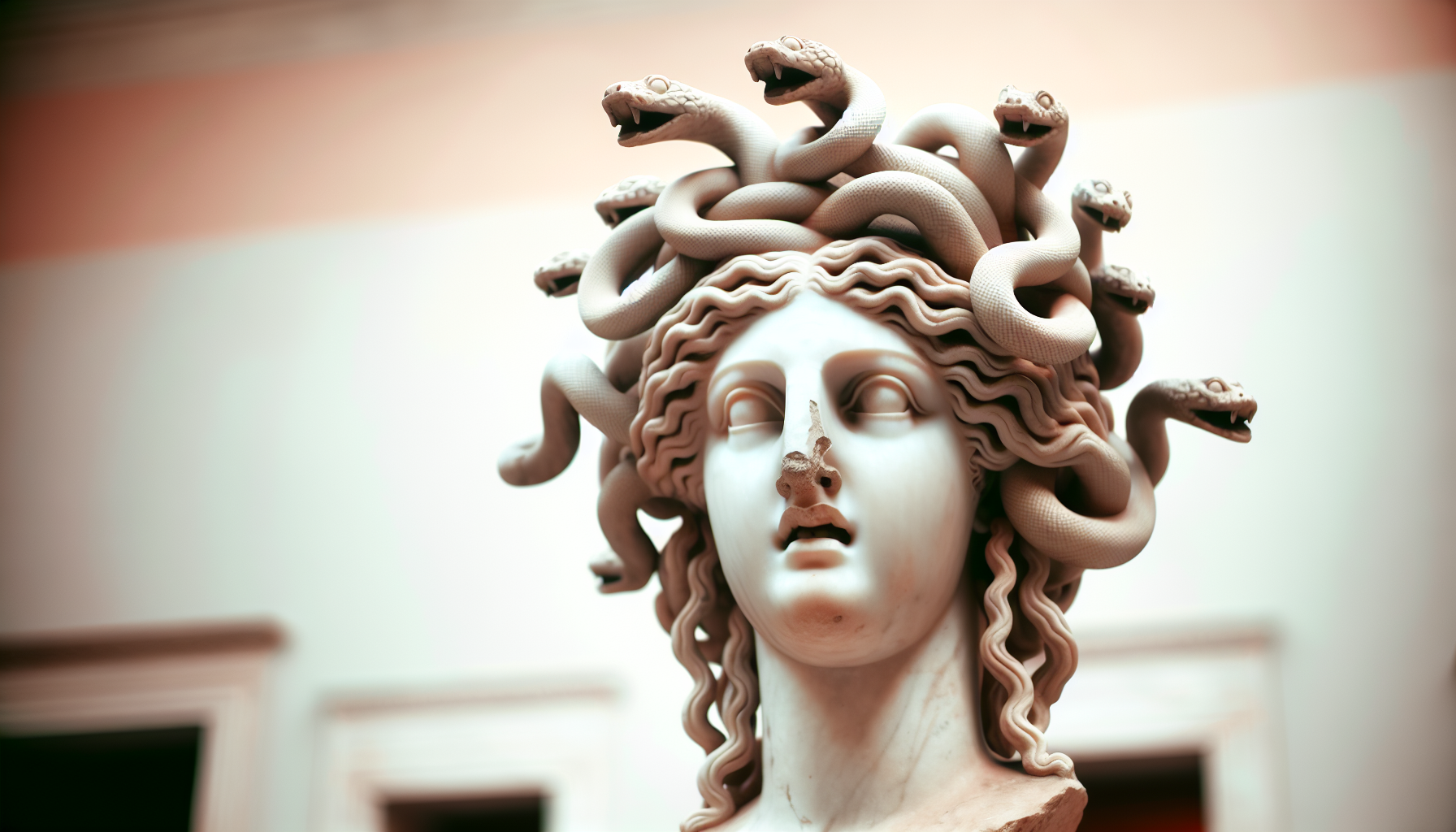 Ancient Greek statue of Medusa with snake hair