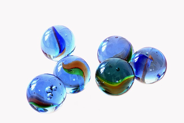 blue, glass, marbles
