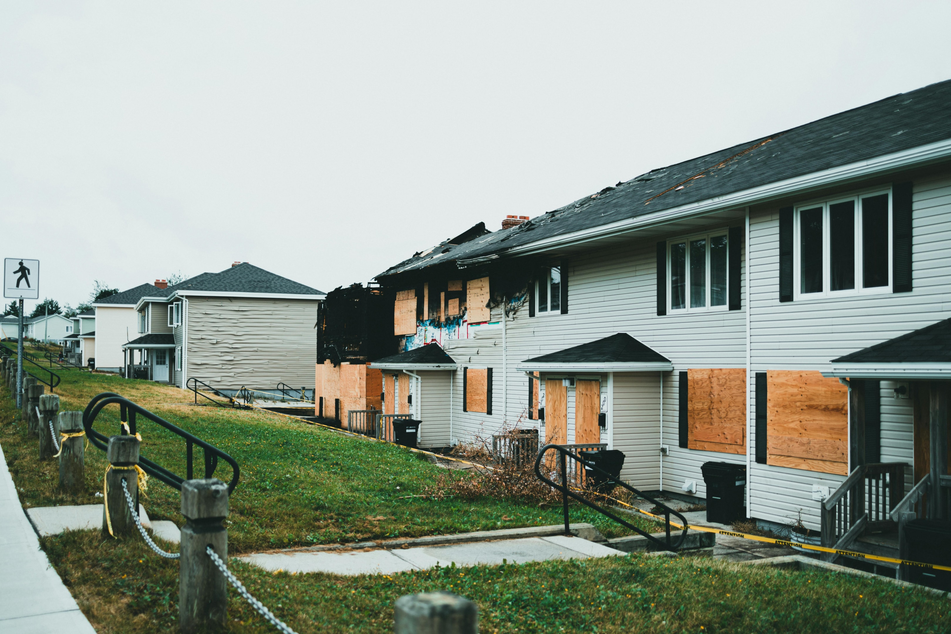 Fire damaged apartment building purchased by real estate investor.