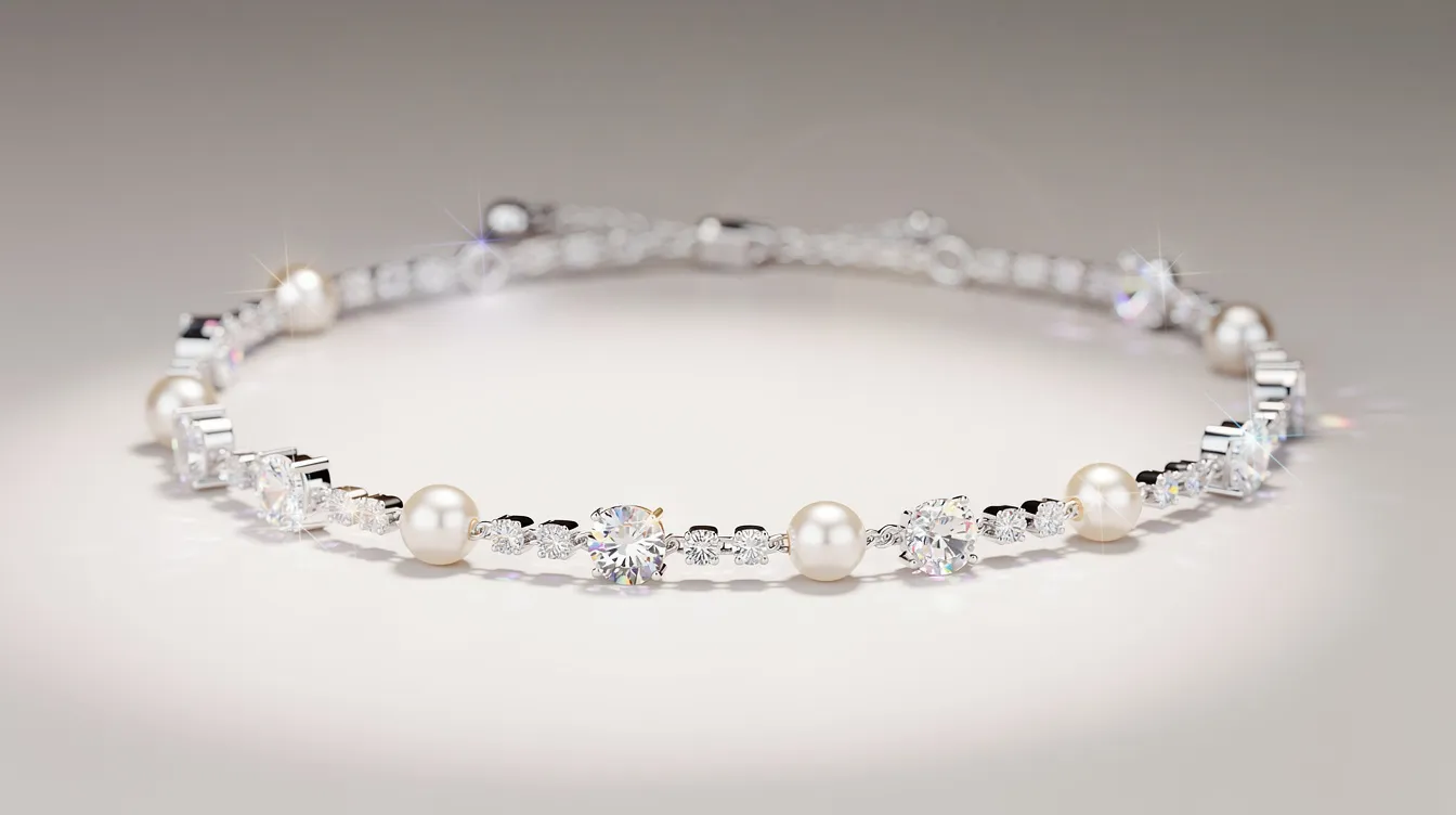 The image features a pair of elegant adjustable anklets crafted from premium 925 sterling silver, showcasing a brilliant shiny finish and adorned with sparkling zirconia gemstones that reflect light beautifully. These anklets, designed to elevate your personal style, are perfect for adding a touch of glamour to both casual and formal outfits.