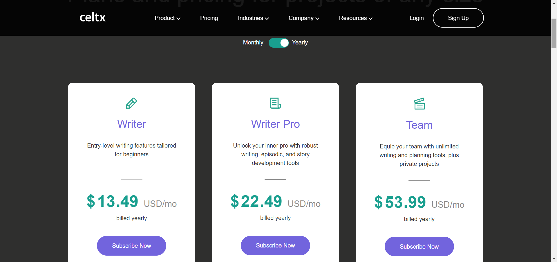 Celtx pricing