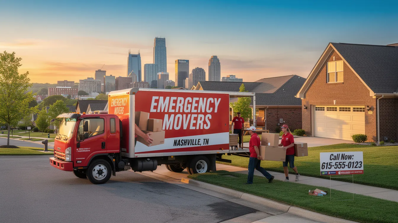 A team of professional movers in Nashville, TN, is seen carefully packing personal belongings into a moving truck, showcasing their commitment to customer satisfaction and stress-free moving services. The image highlights the experienced movers handling fragile items with care, emphasizing the quality and reliability of Nashville's local moving companies.