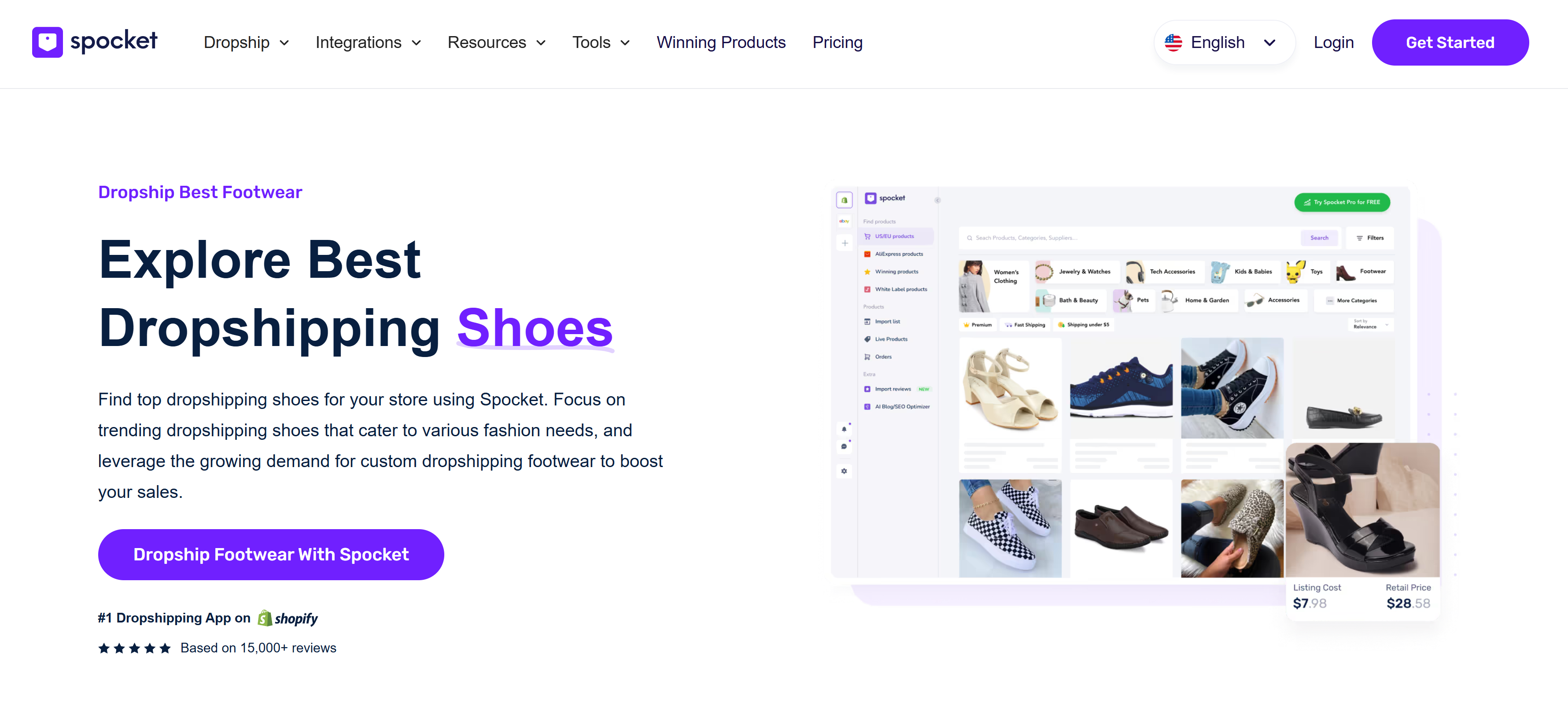 dropshipping shoes with spocket and sell the trend