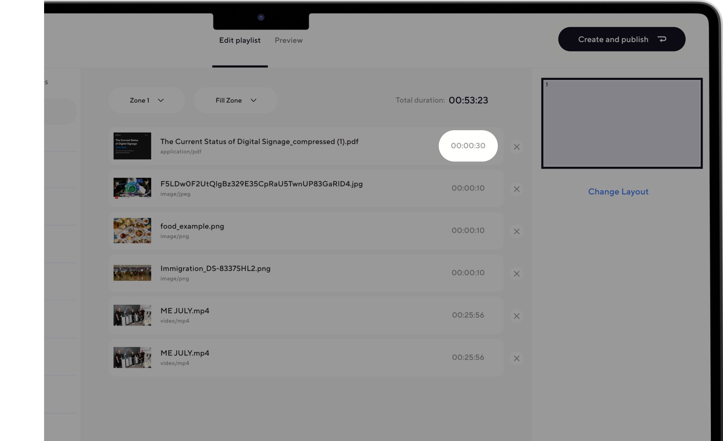 set content duration on display