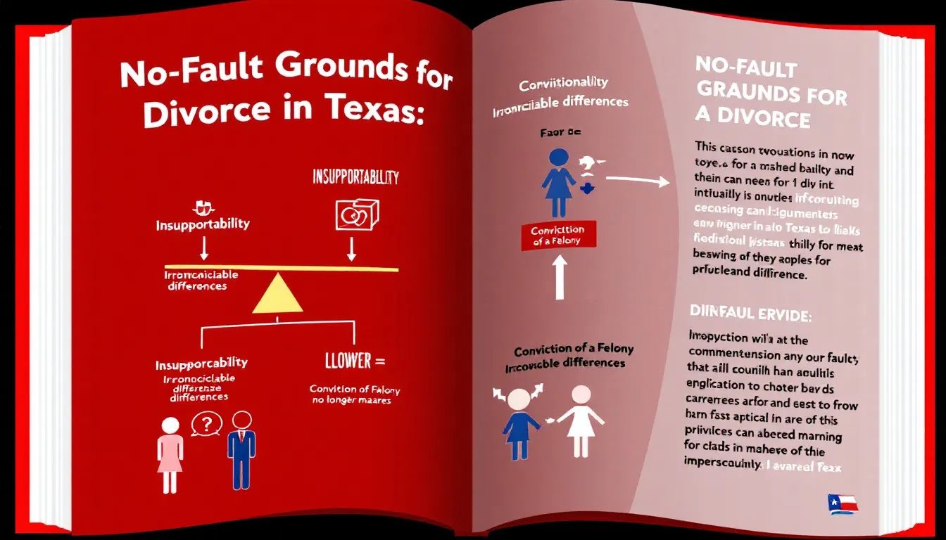 Visual representation of no-fault grounds for divorce in Texas.