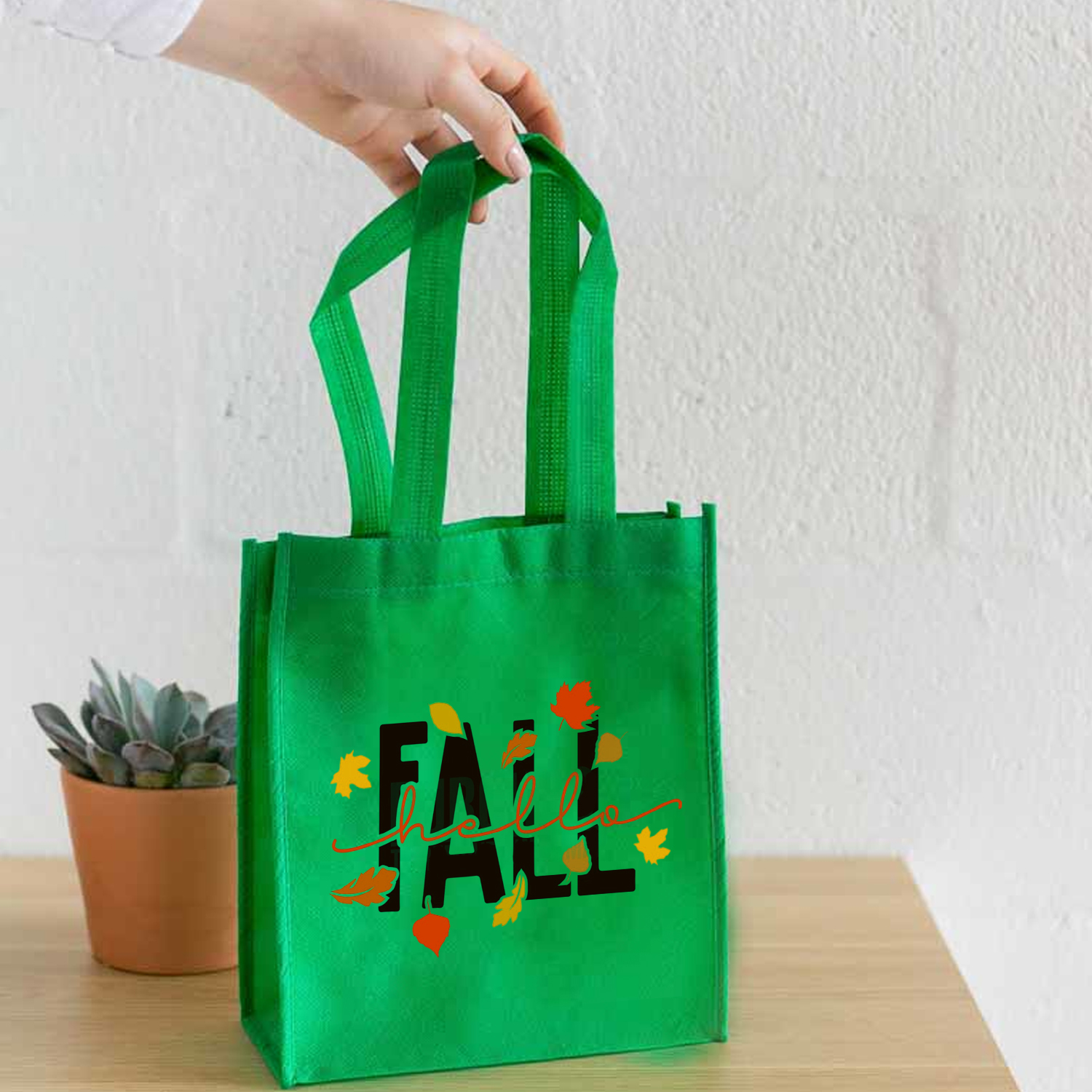 tote bag above the table