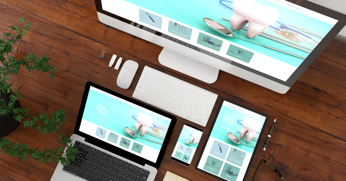A group of a PC, a tablet, and a phone all reflecting a responsive and well-designed website that fully supports the brand of the client.