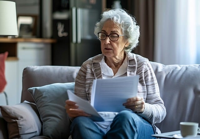 woman, senior, living room