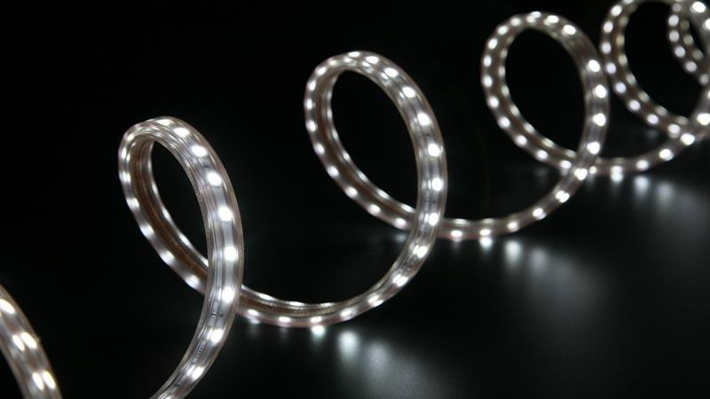 LED lights in a spiral pattern