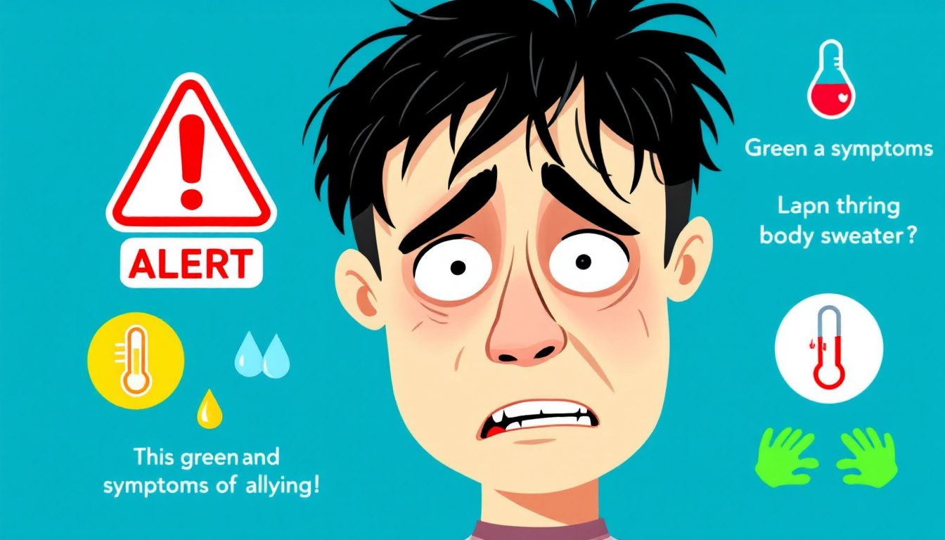 An illustration showing the symptoms of greening out in a person.