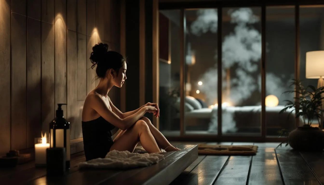 An evening sauna session illustrating the benefits for sleep quality.