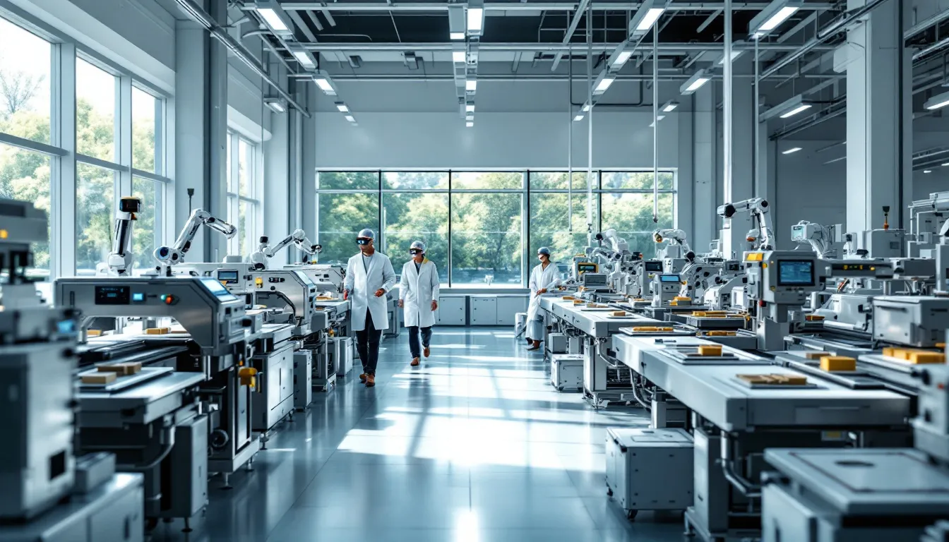 A visual representation of good manufacturing practices (GMP) in a manufacturing facility.