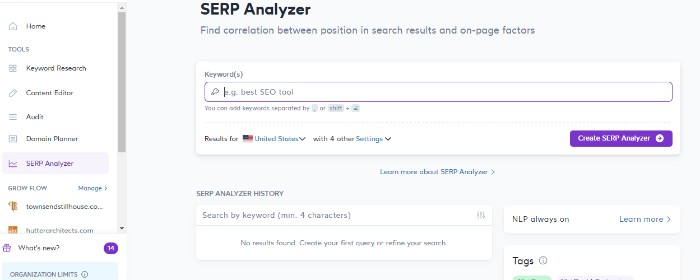 SurferSEO SERP Analyzer