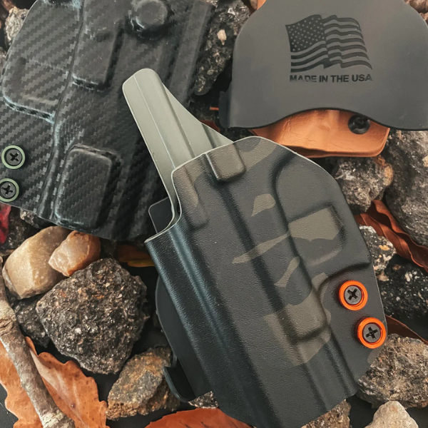 Picture of an Outside the Waistband (OWB) holster for an open carry firearm.
