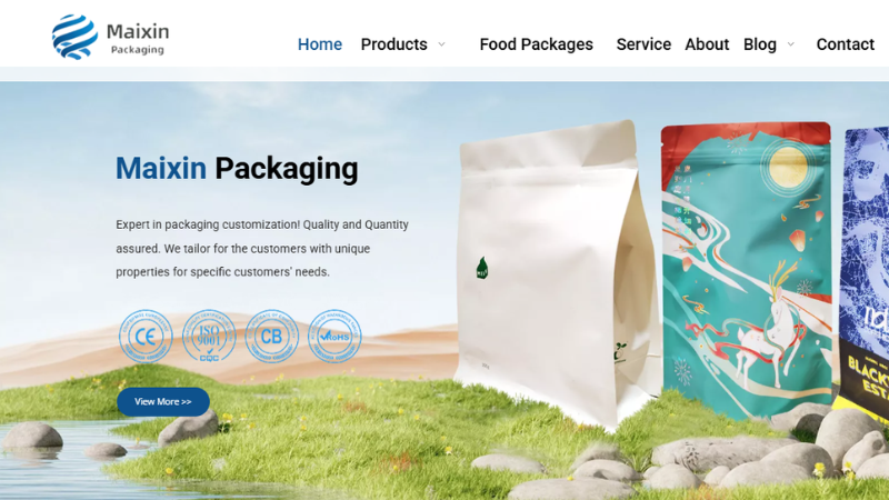 Maixin Packaging website homepage