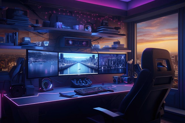 gaming, setup, desk