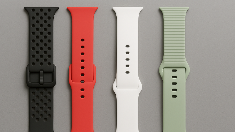 Different styles of silicone watch straps