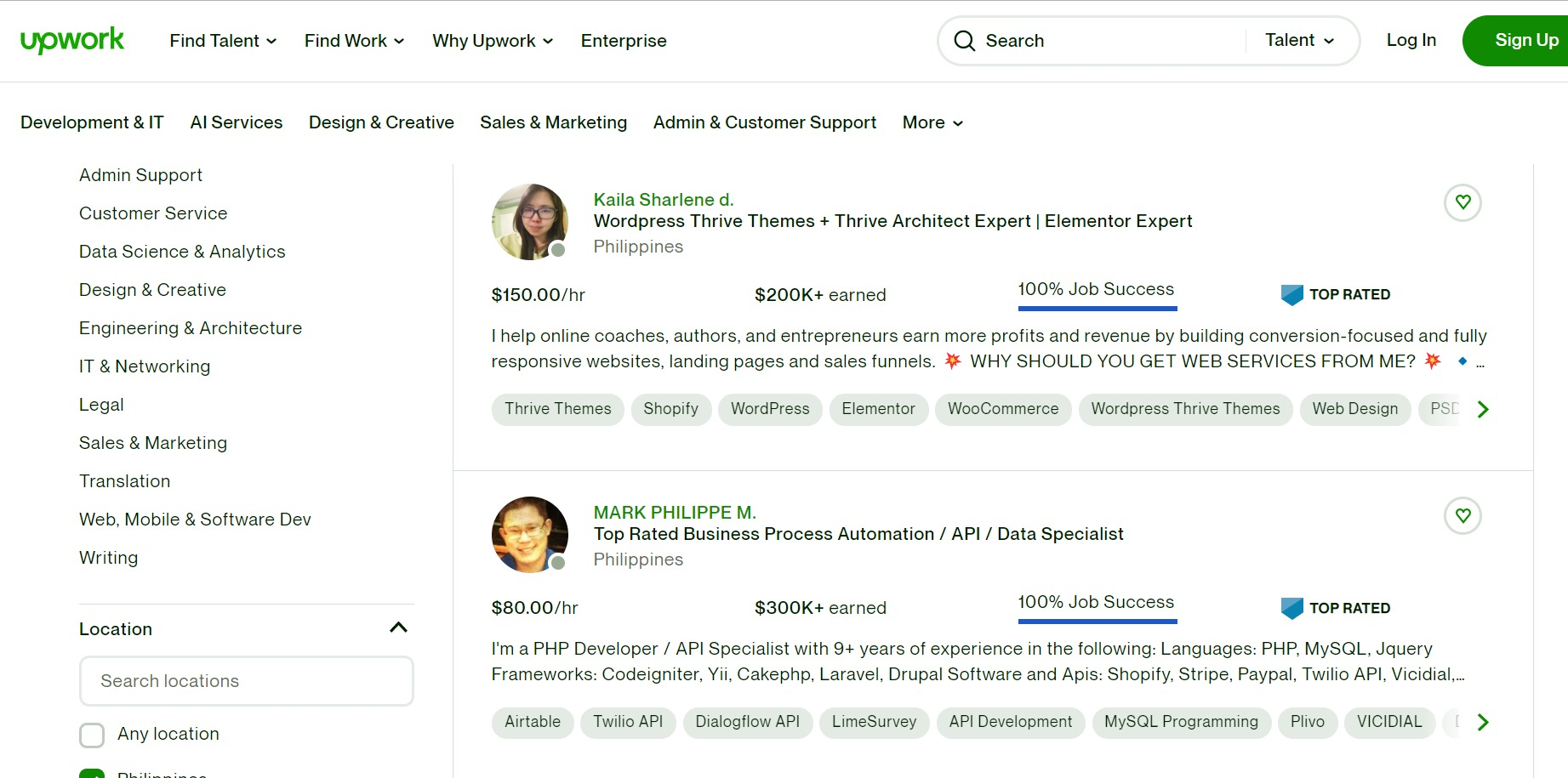 Find Filipino freelancers on Upwork