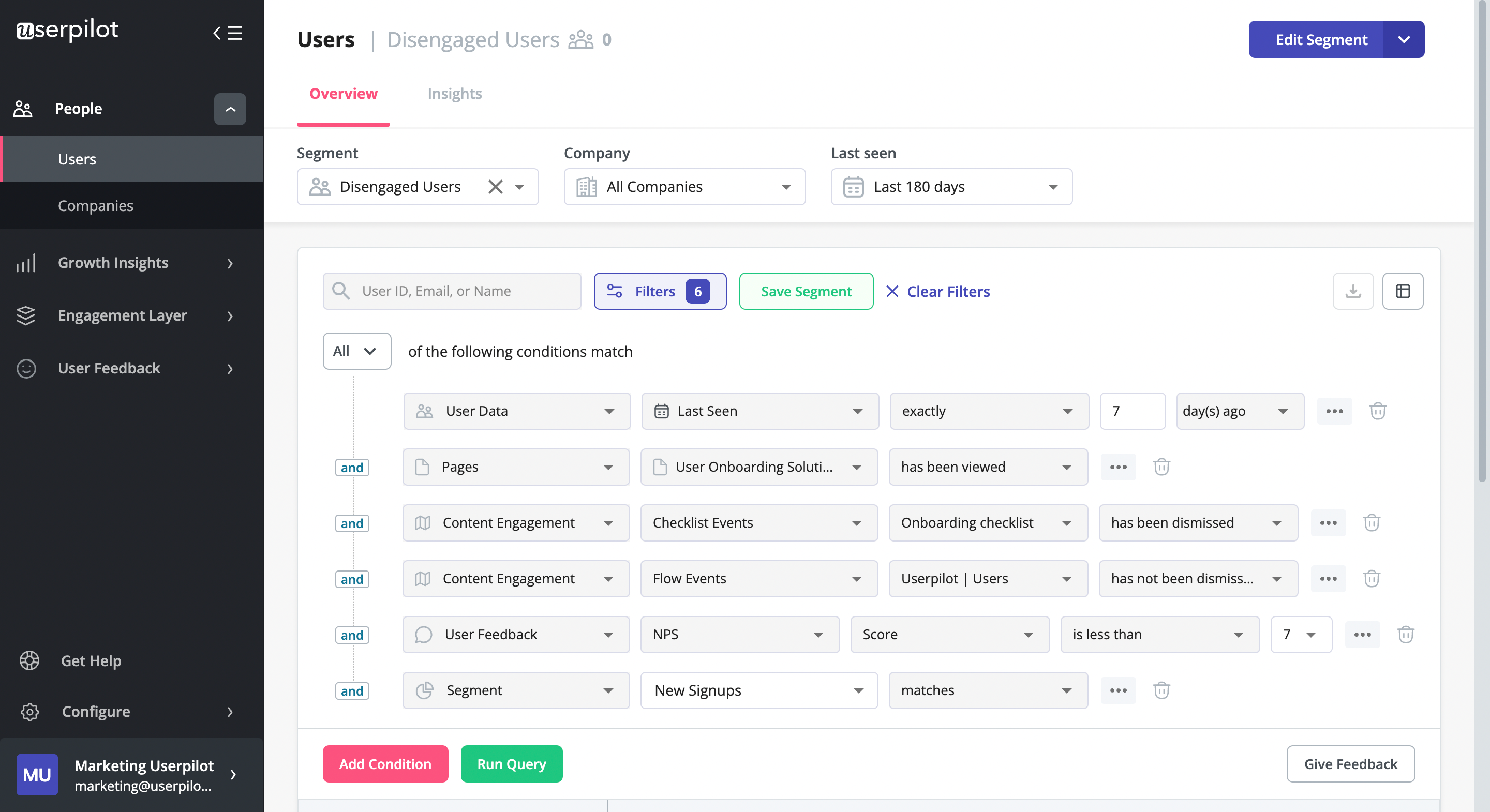 Segment disengaged users and offer help using Userpilot