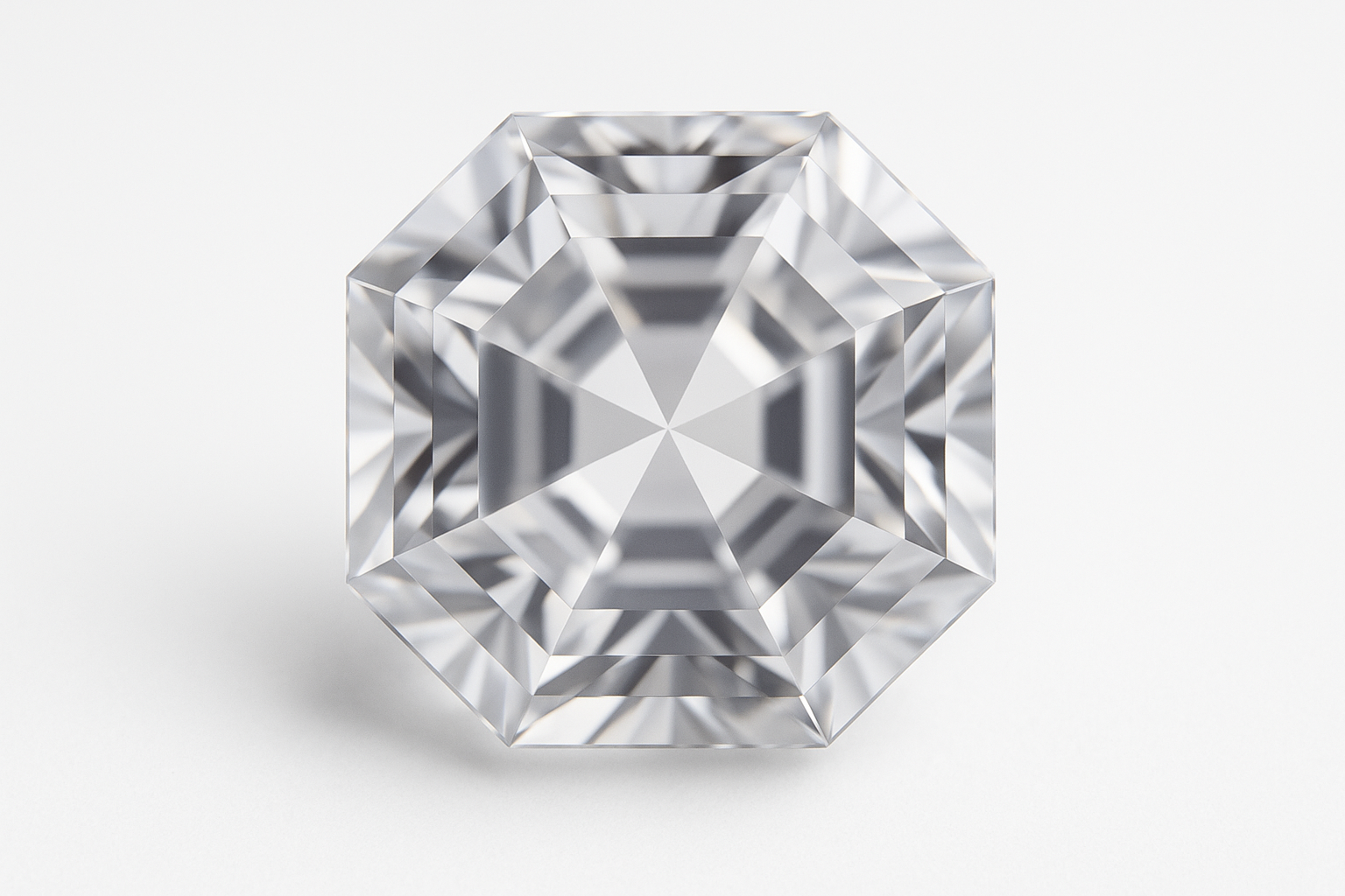 Octagonal formos deimanto makro nuotrauka ant balto fono – aštuonkampis siluetas