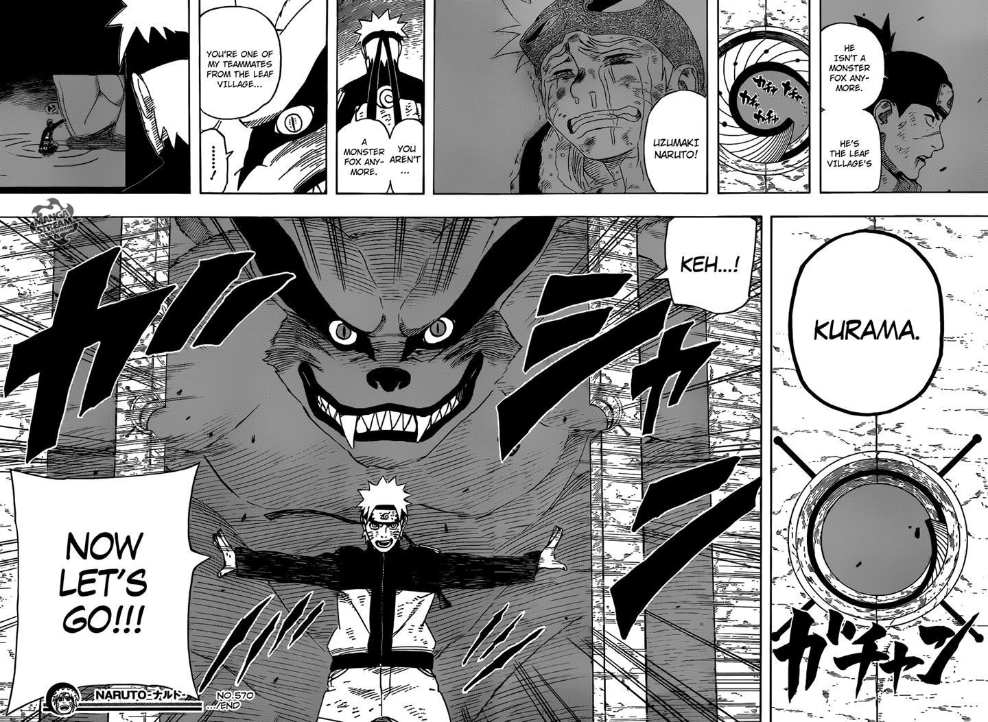 Kurama and Naruto joins force as manga panels in naruto
