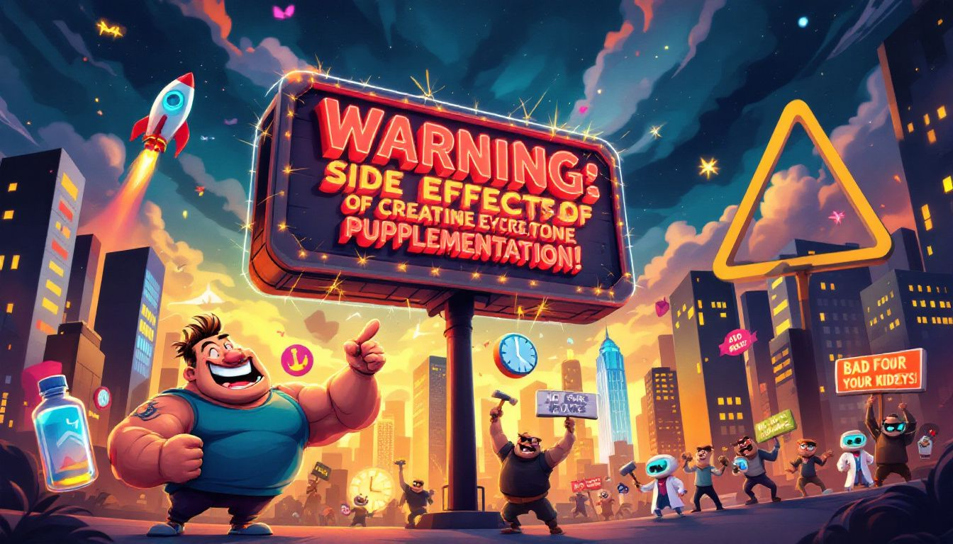 A warning sign about potential side effects of creatine supplementation.