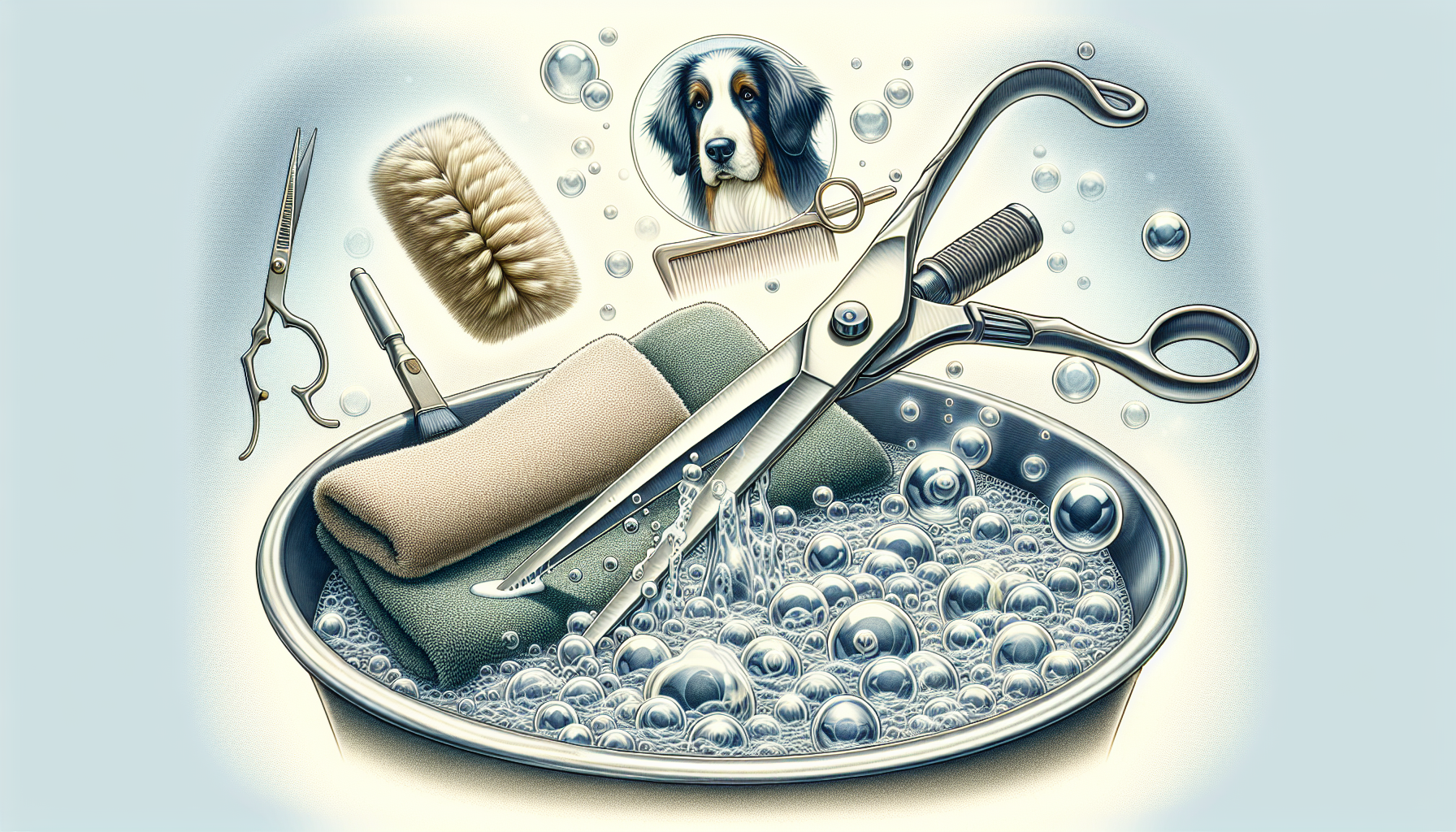 Sanitizing and cleaning of dog grooming scissors
