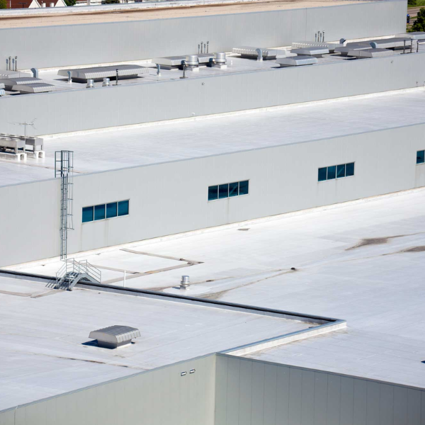 An image of commercial roof coating that helps against UV exposure in San Antonio. 