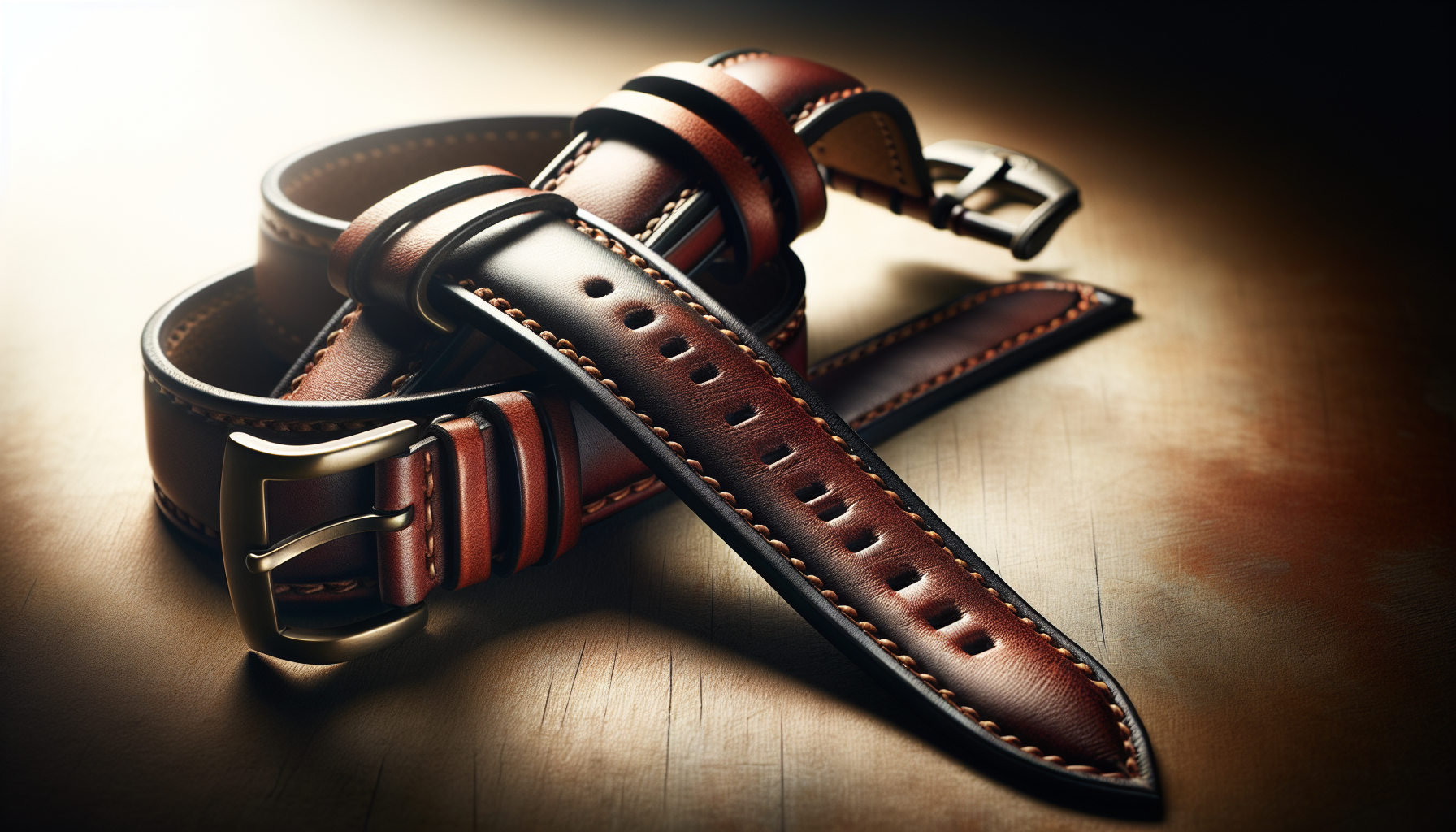 Elegant leather watch strap
