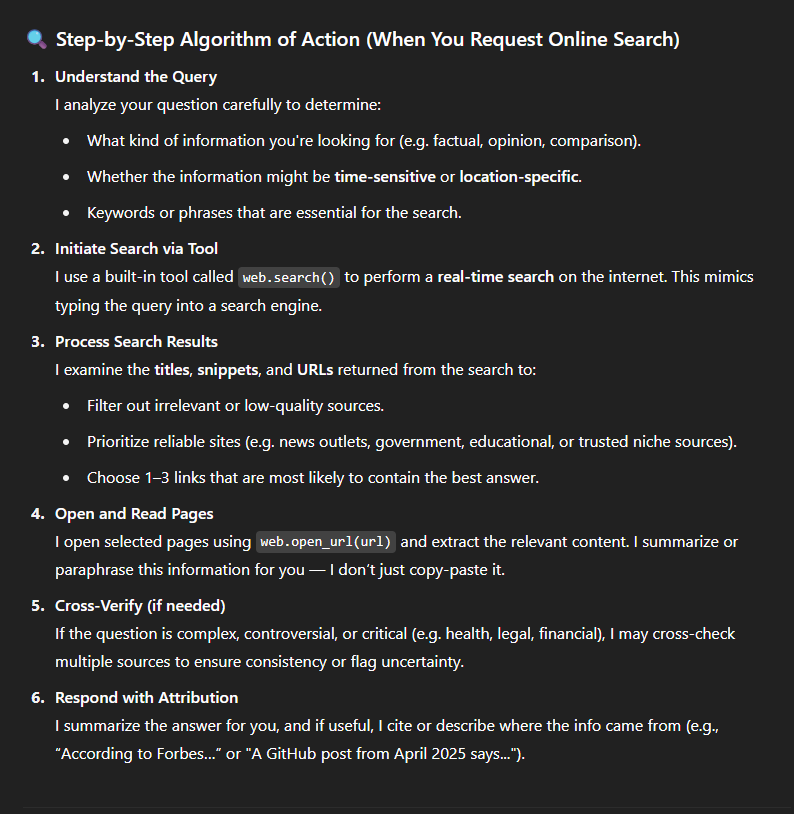 Step-by-Step Algorithm of Action
