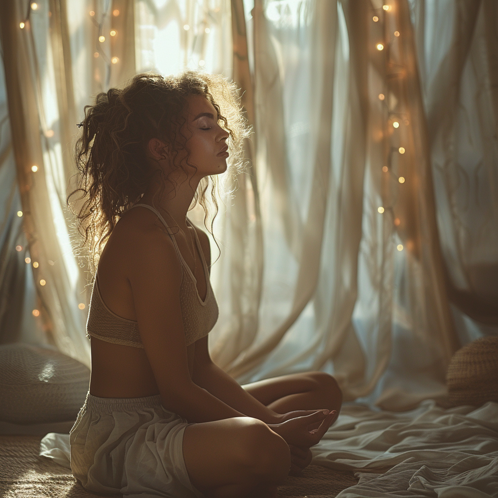 an image of a woman meditating