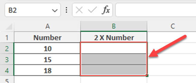 Select cells to apply where you want just one formula