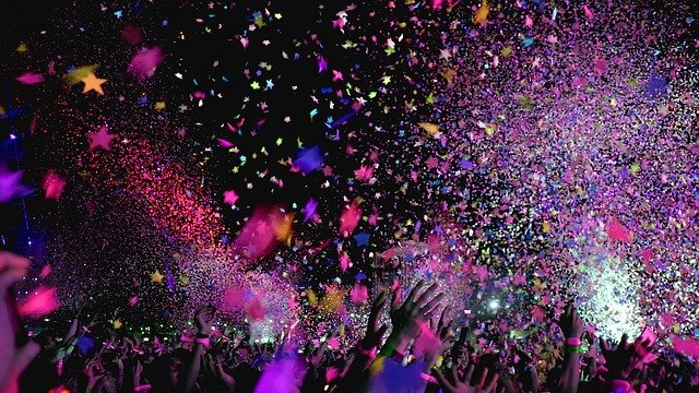 concert, confetti, party