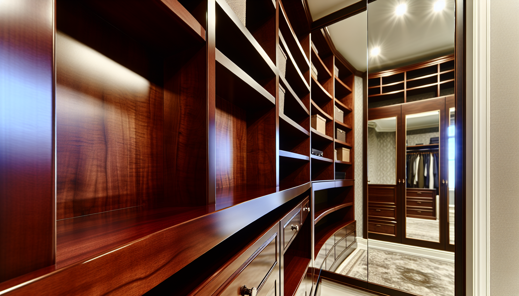 Custom cabinetry options for luxury walk in closet