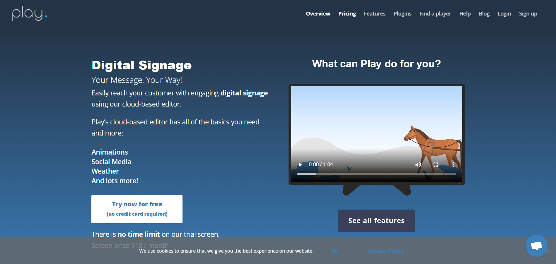 Play Digital Signage main page