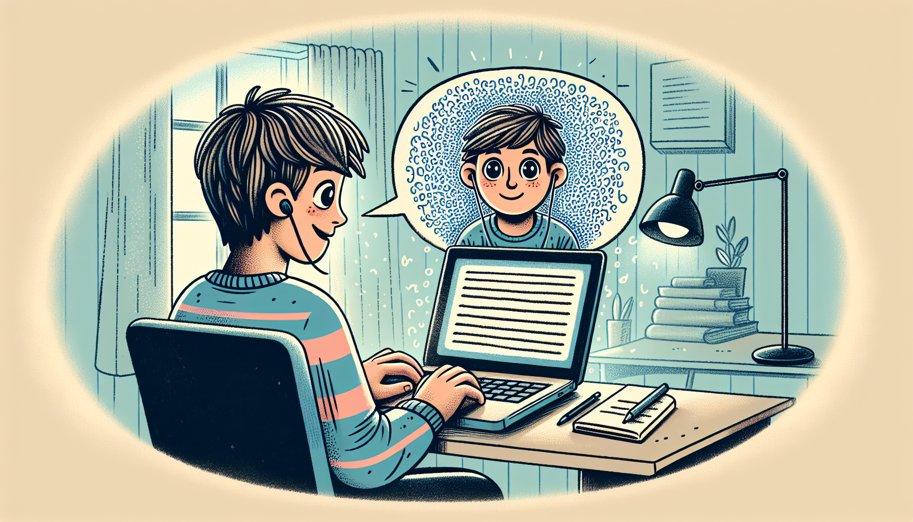 Illustration of a person receiving online assignment help