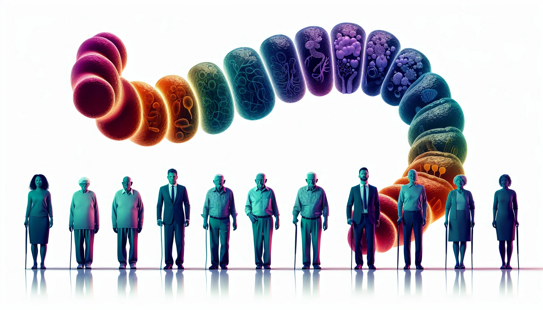 Illustration of diverse age groups affected by colon cancer